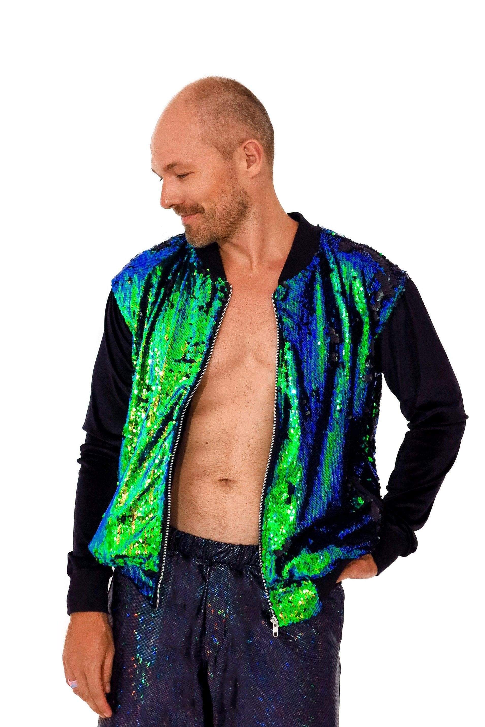 Mens Holographic jacket Sequin Bomber Jacket Mens Tops Sea Dragon Studio