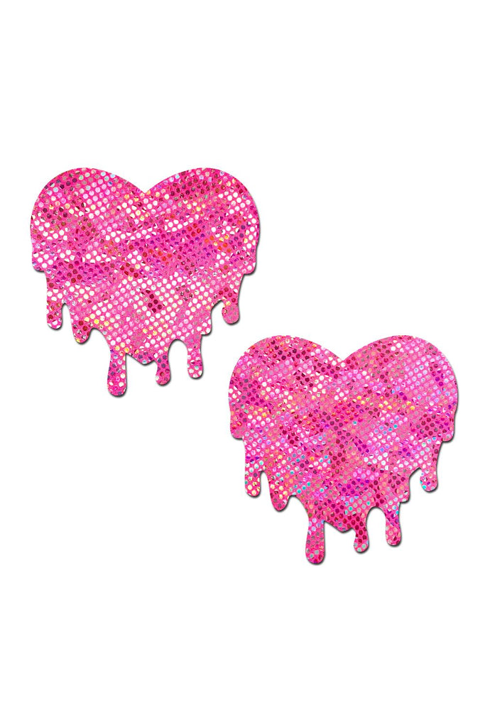 Holographic Pink Melty Heart Nipple Pasties Pasties PASTEASE 