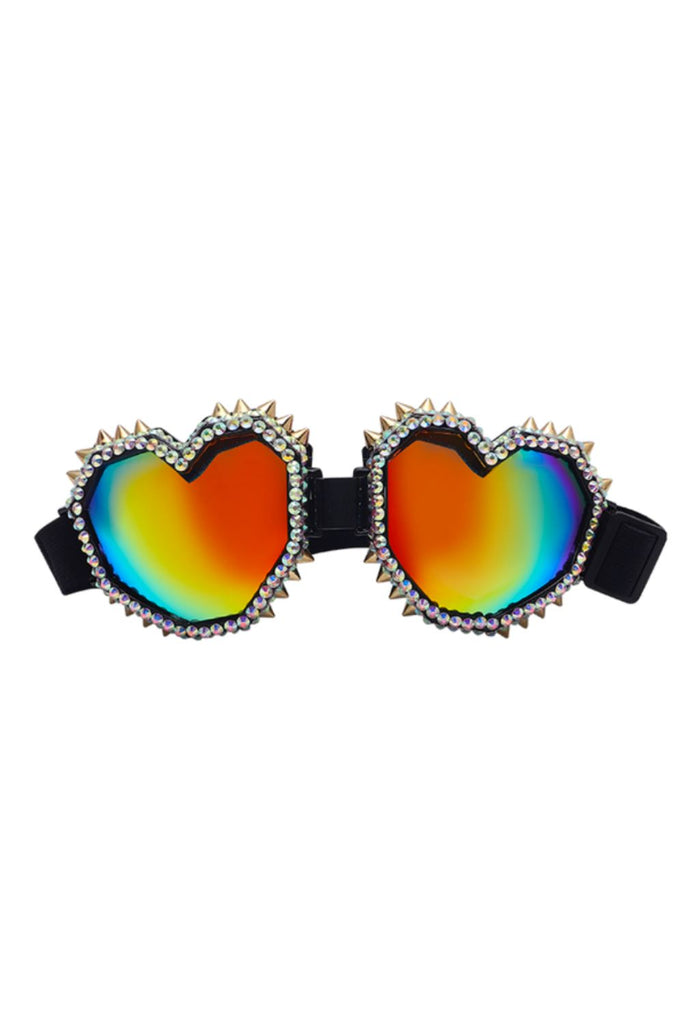Spiked Heart Throb Rainbow Heart Goggles | 3 Colors Eyewear Sea Dragon Studio Black Heart Rainbow Goggles 