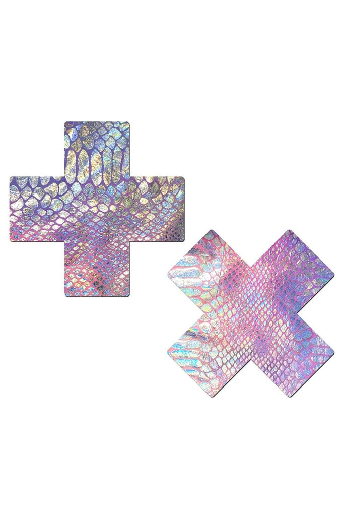 Snake Skin Rainbow Cross Nipple Pasties Pasties PASTEASE 