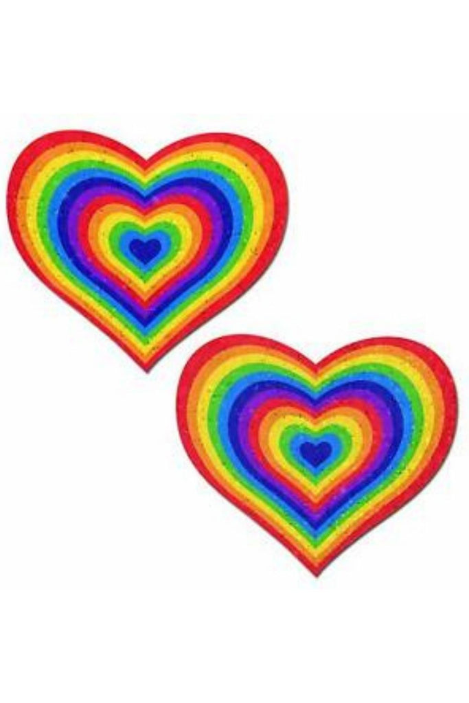 Rainbow Velvet Glitter Heart Nipple Pasties Pasties PASTEASE 