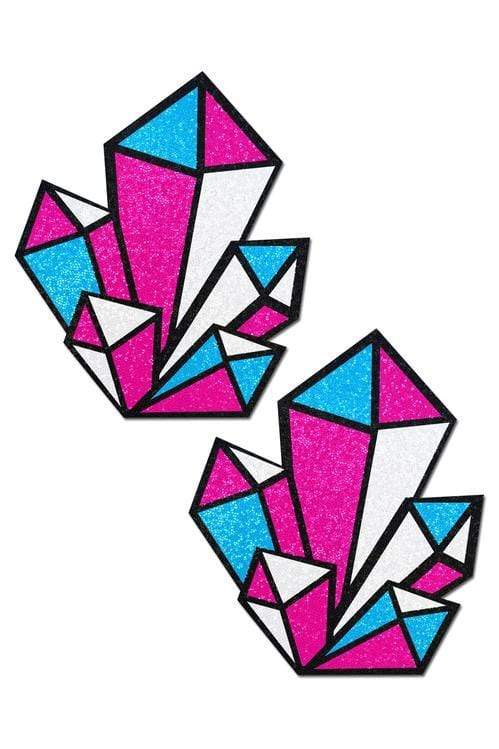 Glittering Pink & Blue Crystal Cluster Nipple Pasties Pasties PASTEASE 
