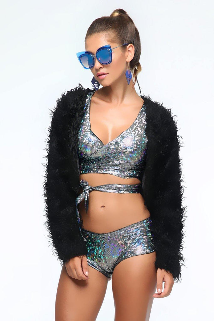 Holographic Wrap Top  - Women's Tops From Sea Dragon Studio Festival & Rave Outfit Collection