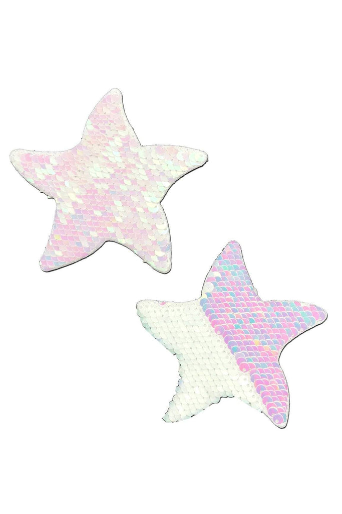 Iridescent Pink Pearl & White Flip Sequin Star Nipple Pasties Pasties PASTEASE 