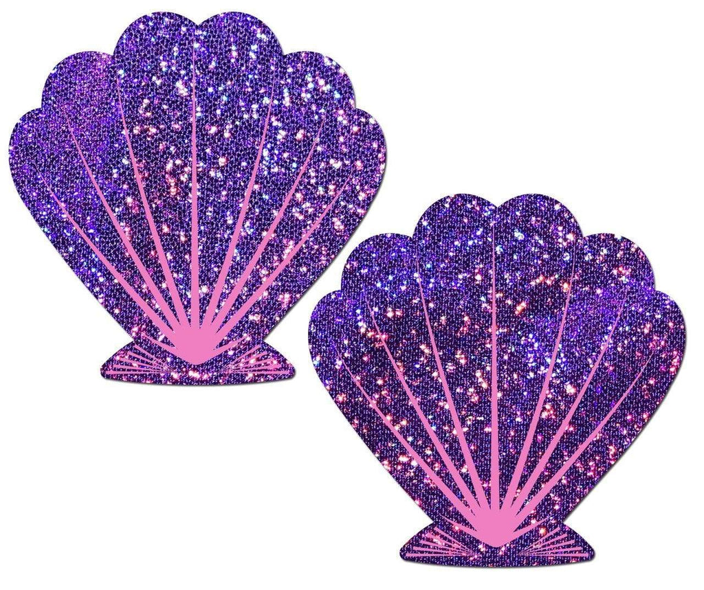 Purple Glitter And Pink Seashell Nipple Pasties Pasties PASTEASE 